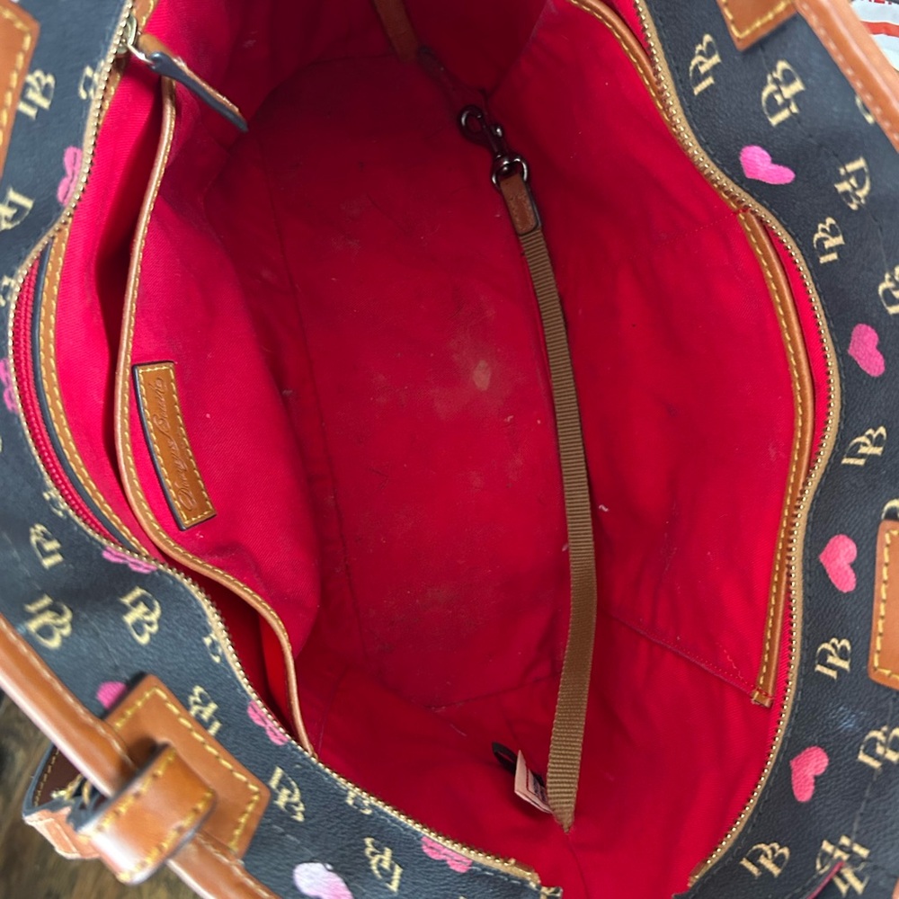 Dooney & Bourke Black Tote with Pink and Red Hearts - Picture 6 of 6